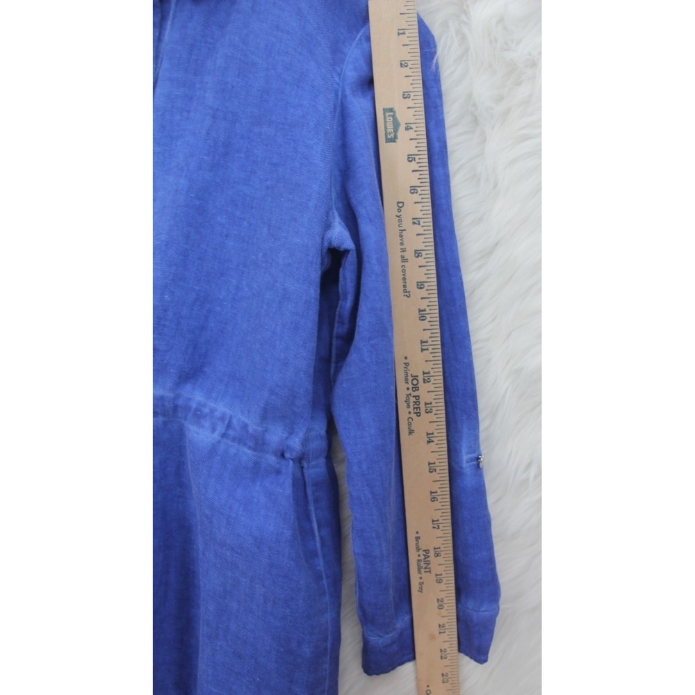 Chicos Button Front 100% Linen Shirt Jacket Blue Casual Womens Medium 1 Coastal - Picture 7 of 14